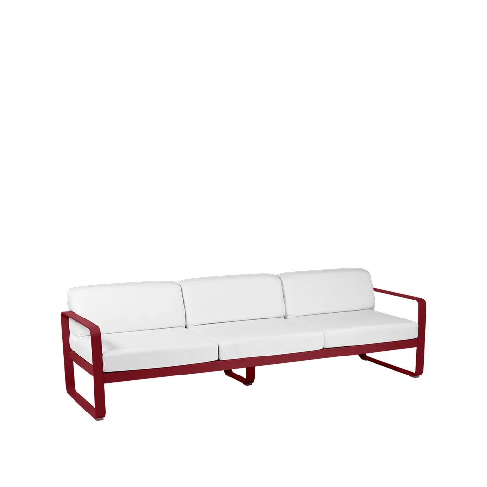 Bellevie sofa, 3-seters Chili (rød), off-white pute Fermob