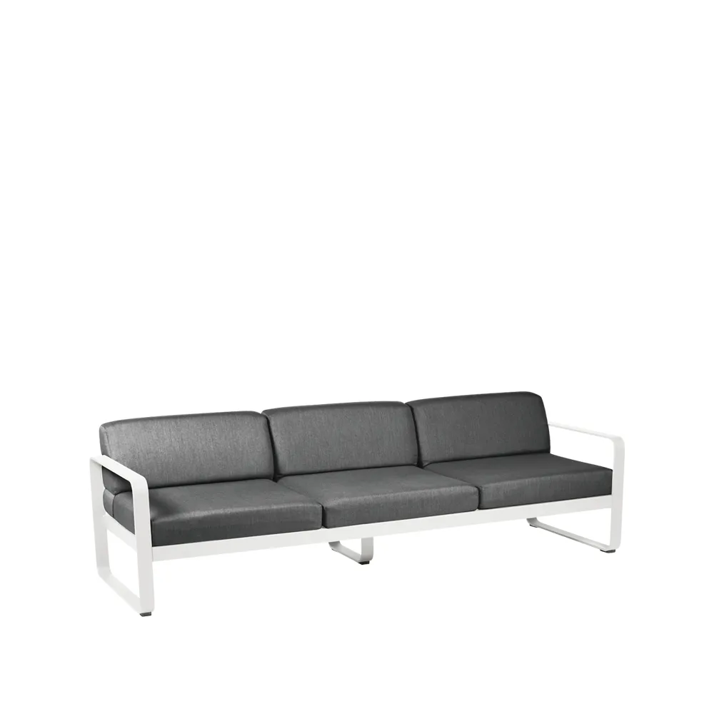 Bellevie sofa, 3-seters Cotton white (hvit), graphite grey pute Fermob