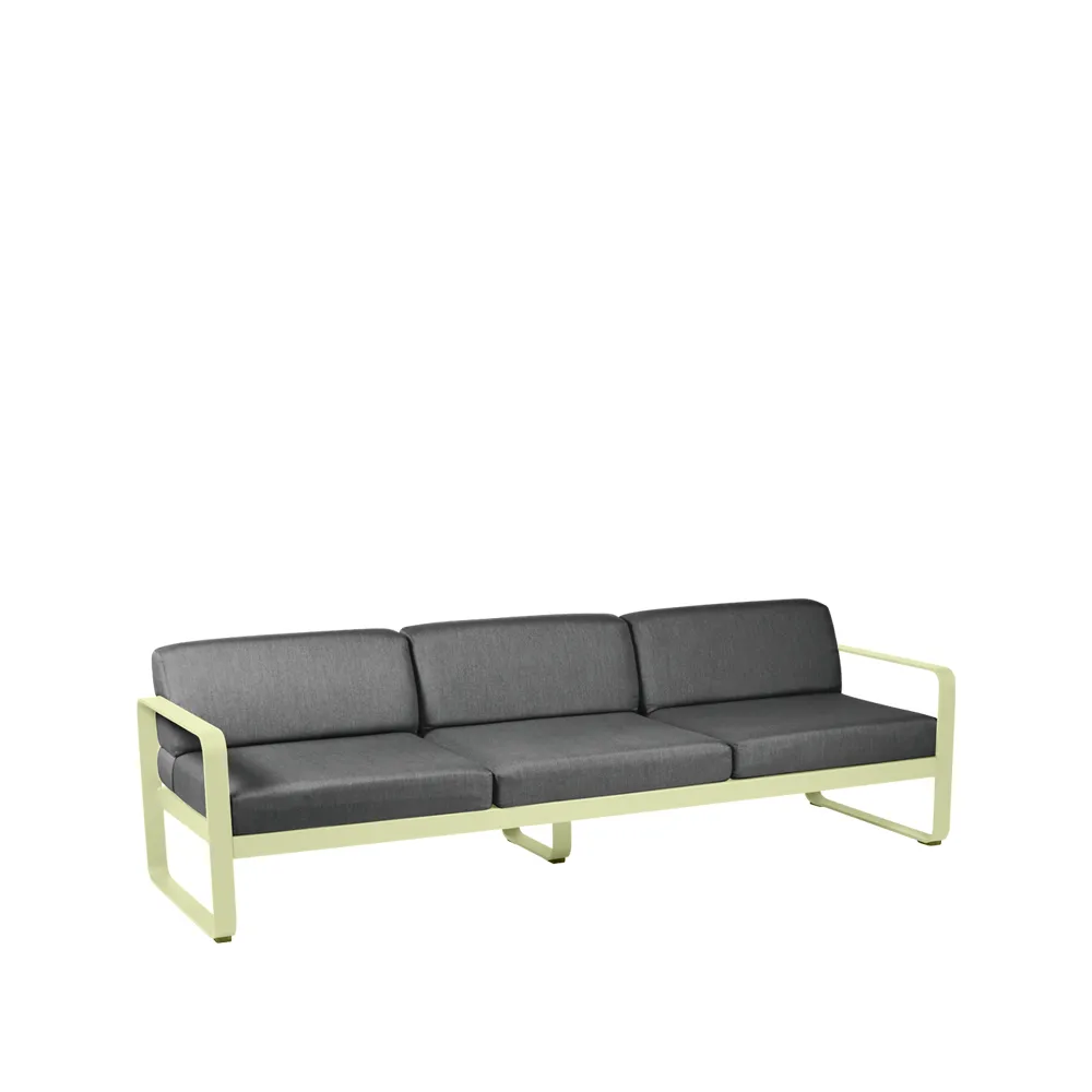 Bellevie sofa, 3-seters Frosted lemon (gul), graphite grey pute Fermob