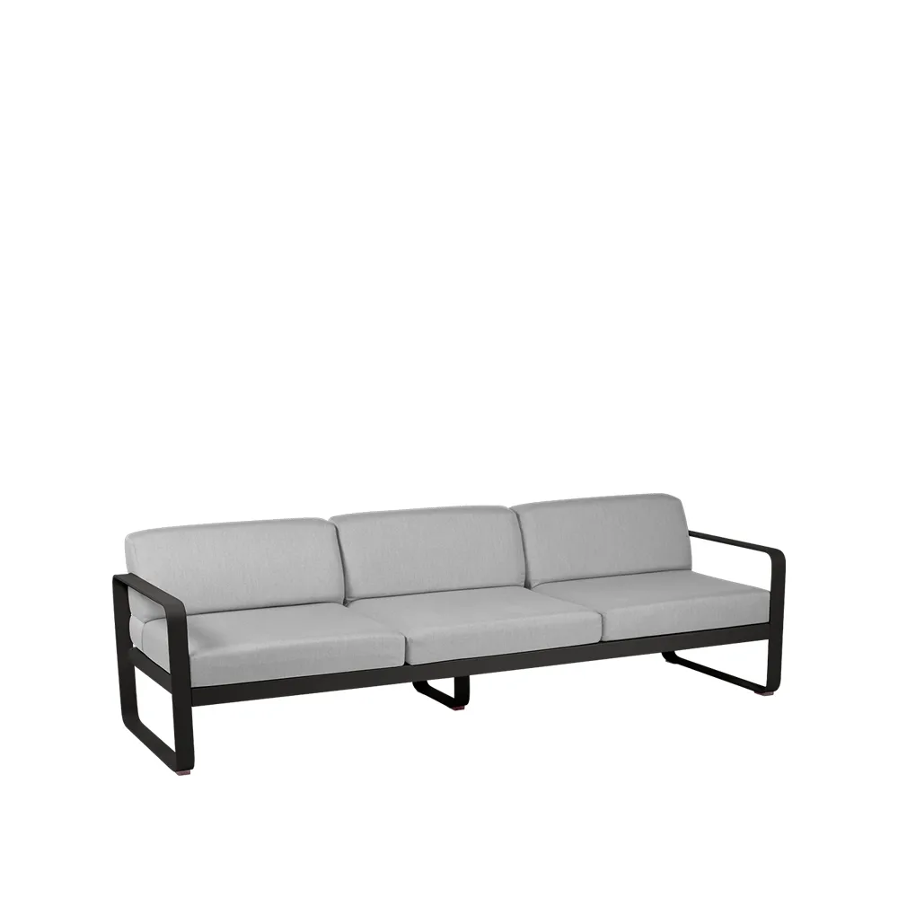 Bellevie sofa, 3-seters Liquorice (svart), flannel grey pute Fermob