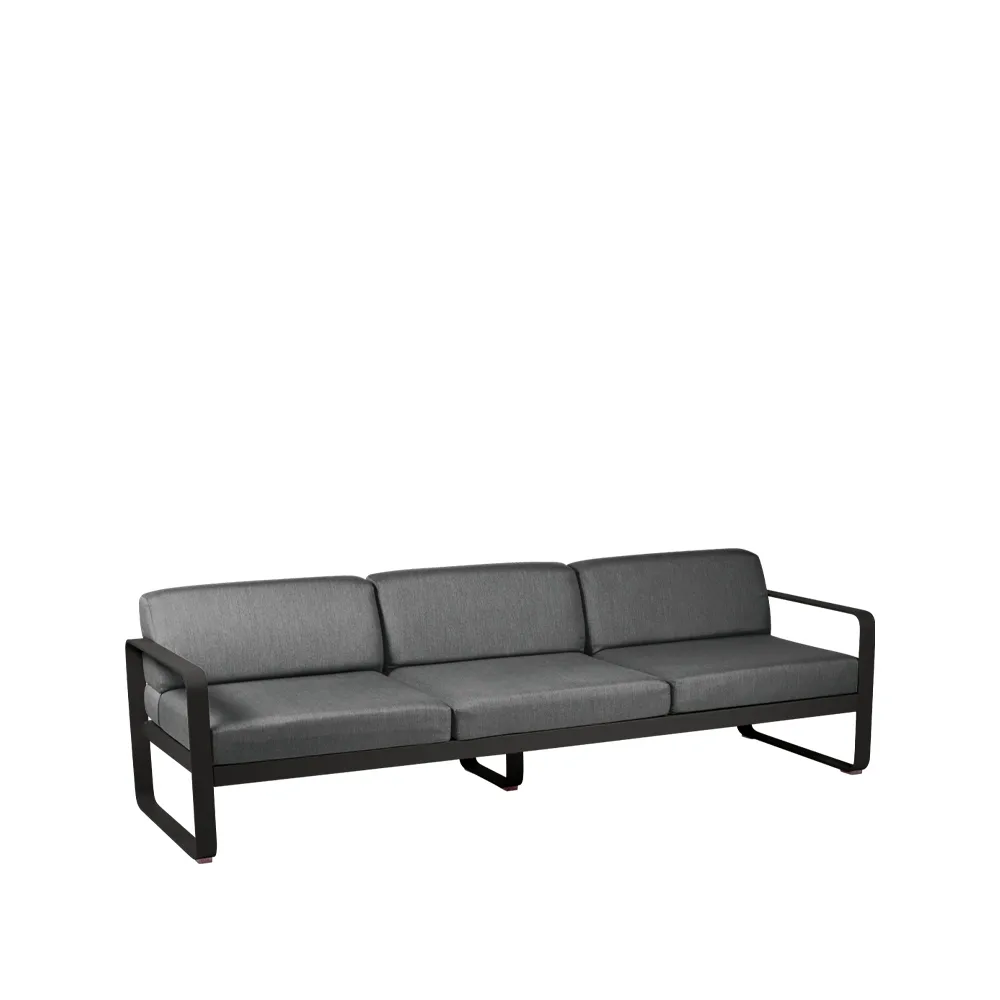 Bellevie sofa, 3-seters Liquorice (svart), graphite grey pute Fermob
