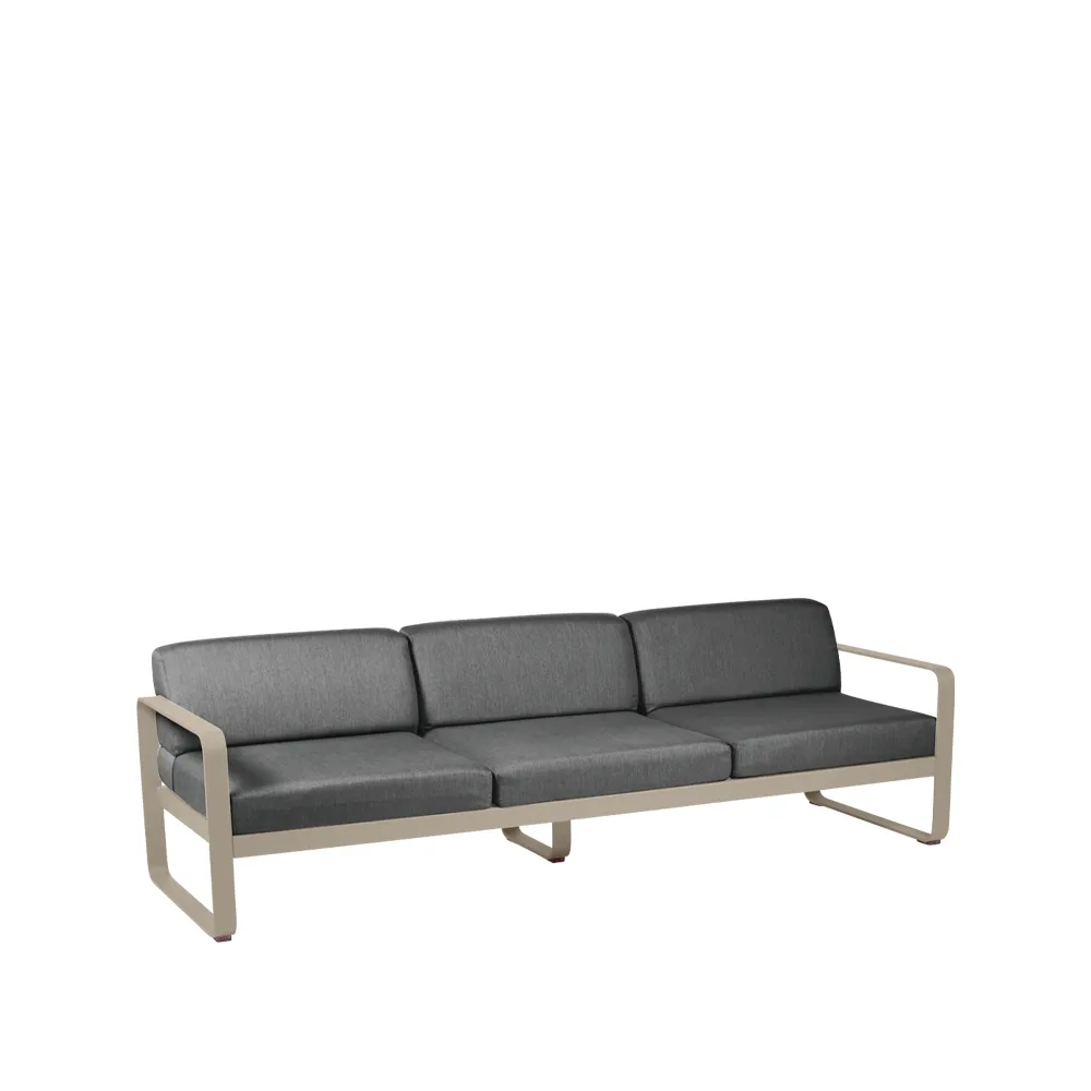 Bellevie sofa, 3-seters Nutmeg (beige), graphite grey pute Fermob