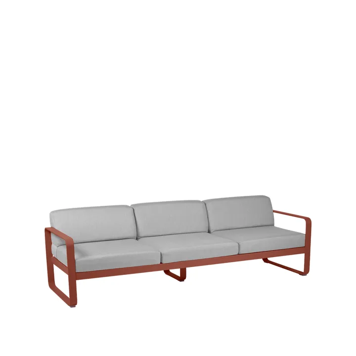 Bellevie sofa - 3-seters Red ochre (rød), flannel grey pute - Fermob