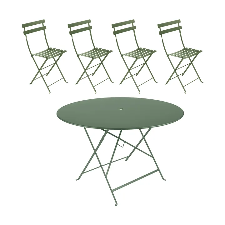 Bistro bord Ø117 cm + 4 stoler, Cactus - Fermob