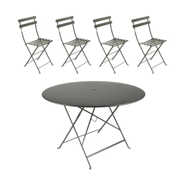 Bistro bord Ø117 cm + 4 stoler, Rosemary - Fermob