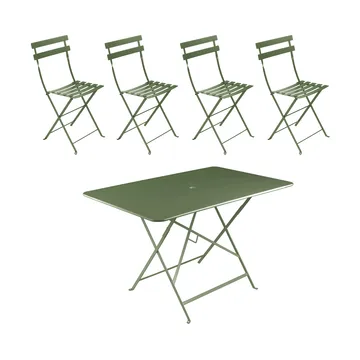 Bistro bord 117x77 cm + 4 stoler, Cactus - Fermob