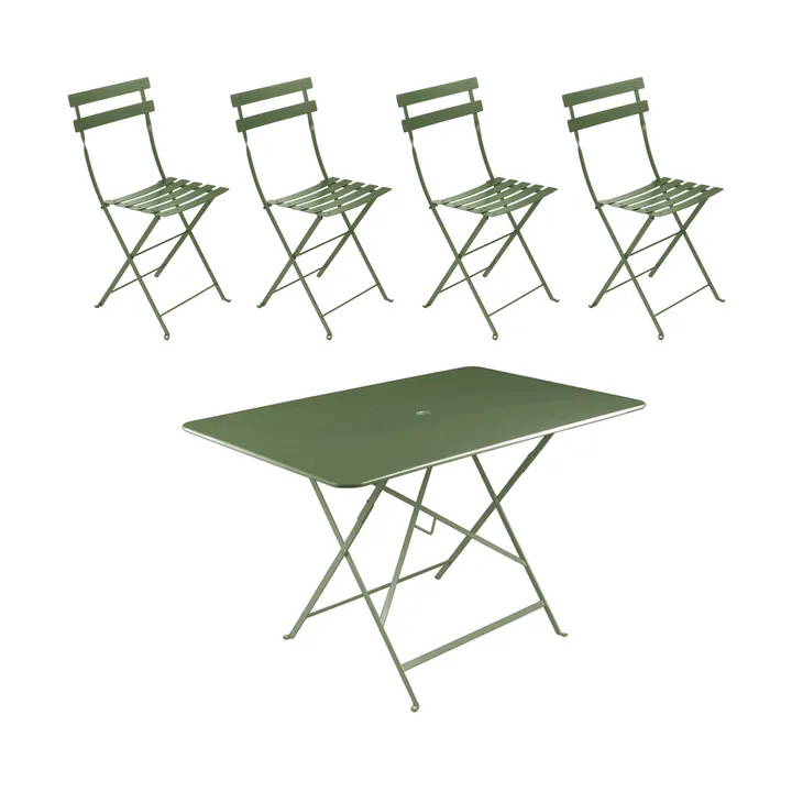 Bistro bord 117x77 cm + 4 stoler, Cactus - Fermob