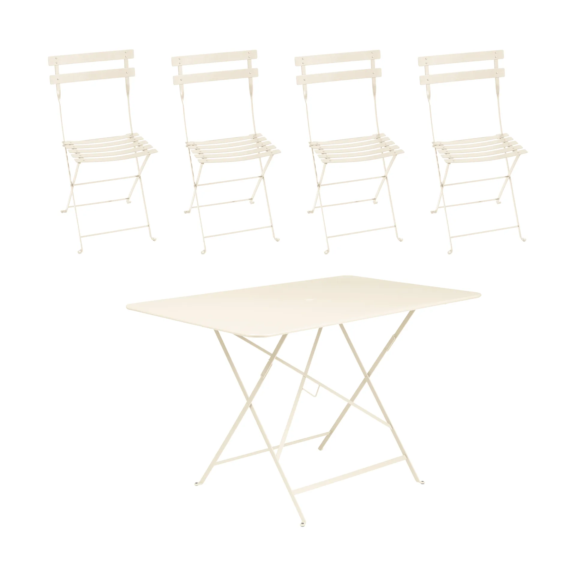 Bistro bord 117x77 cm + 4 stoler, Latte beige,  Fermob