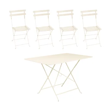 Bistro bord 117x77 cm + 4 stoler, Latte beige - Fermob