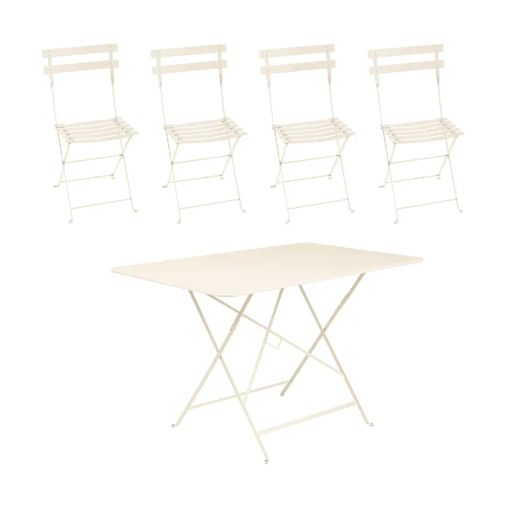Bistro bord 117x77 cm + 4 stoler, Latte beige - Fermob