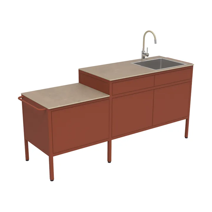 Goosto The Gourmet utekjøkken med vask - Red ochre - Fermob