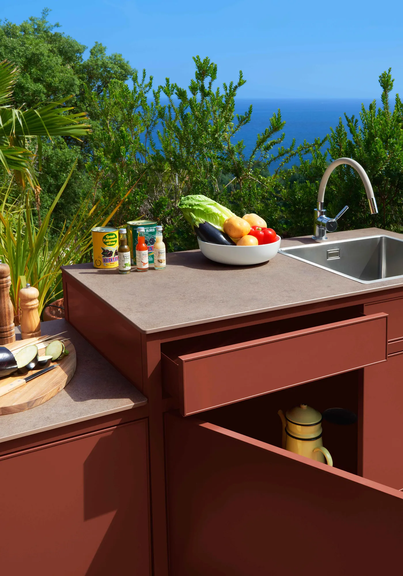 Goosto The Gourmet utekjøkken med vask, Red ochre Fermob