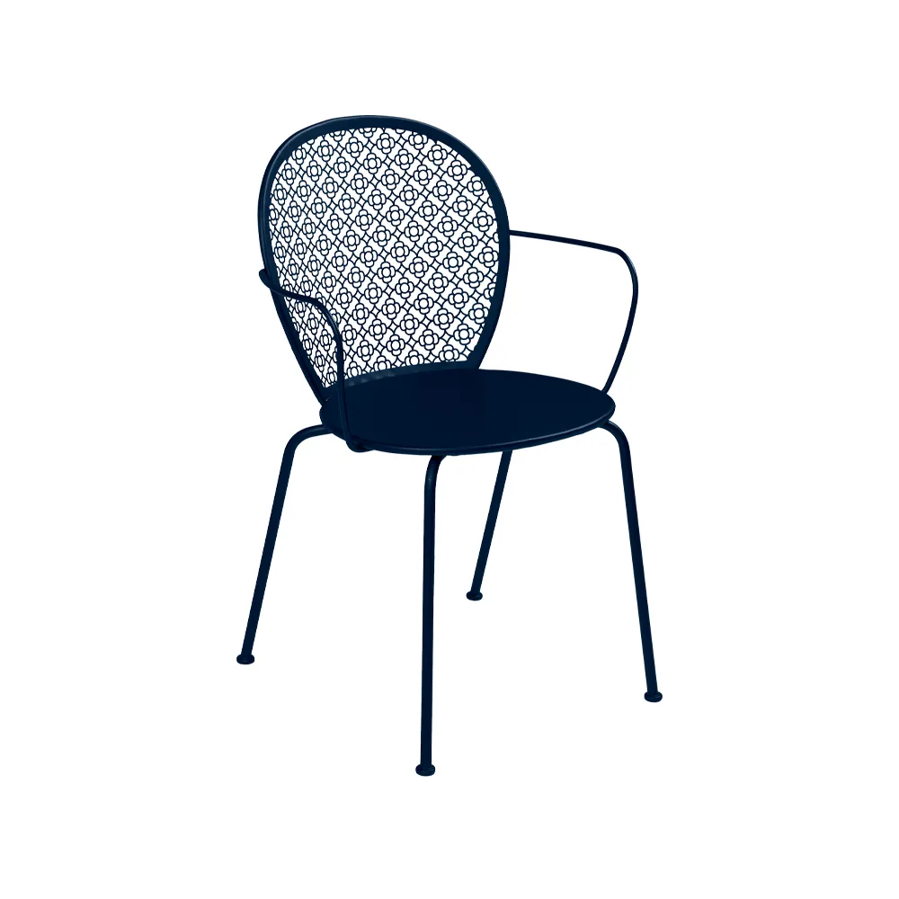Lorette stol med armlener, Deep blue Fermob