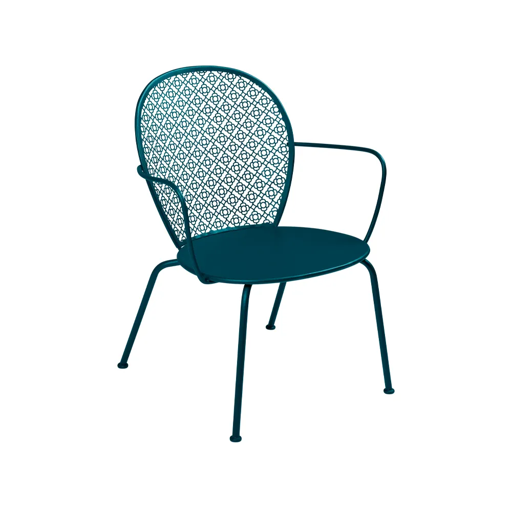 Lorette stol med armlener, lav, Acapulco blue Fermob