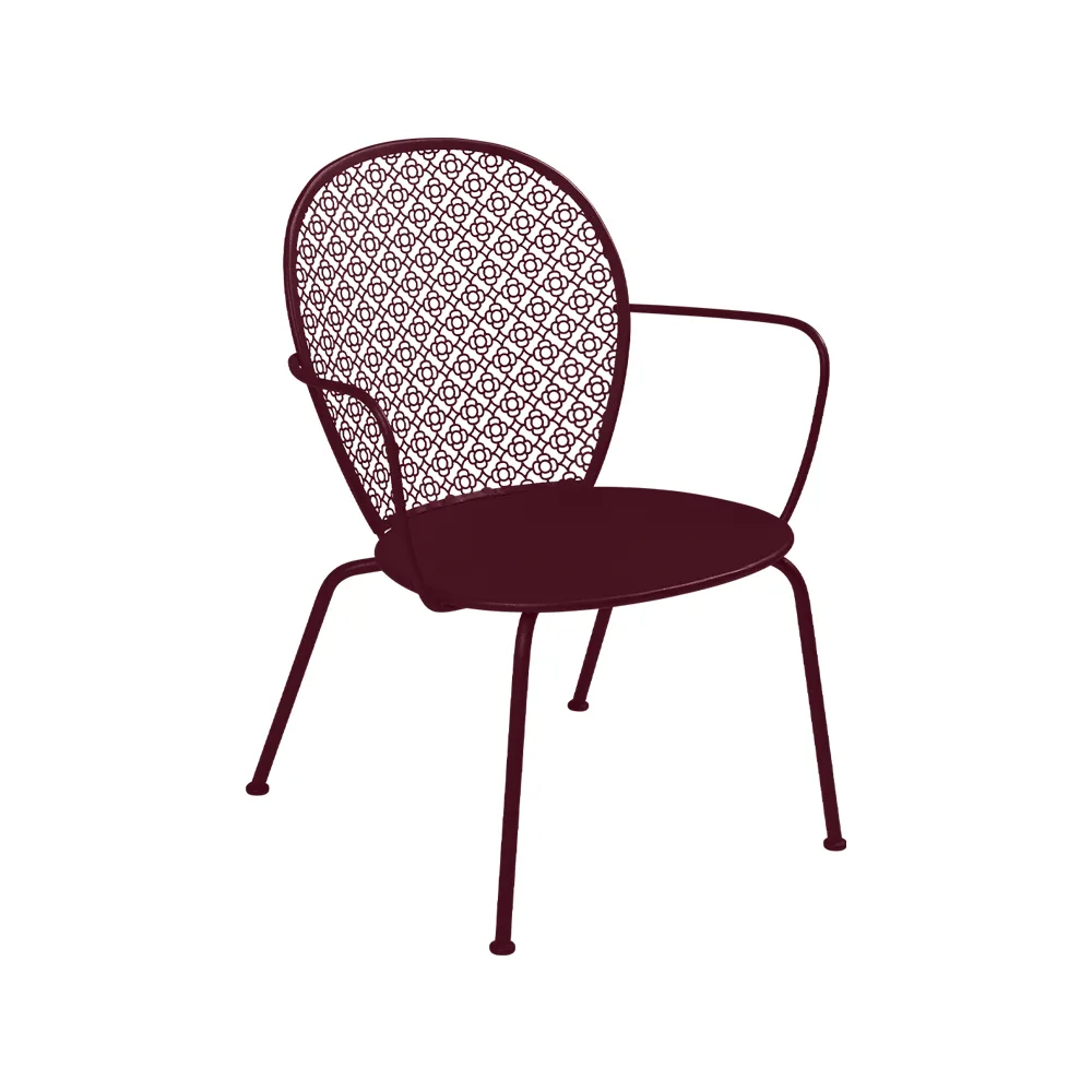 Lorette stol med armlener, lav, Black cherry Fermob
