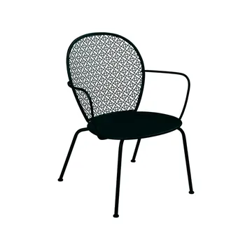 Lorette stol med armlener, lav - Liquorice (svart) - Fermob