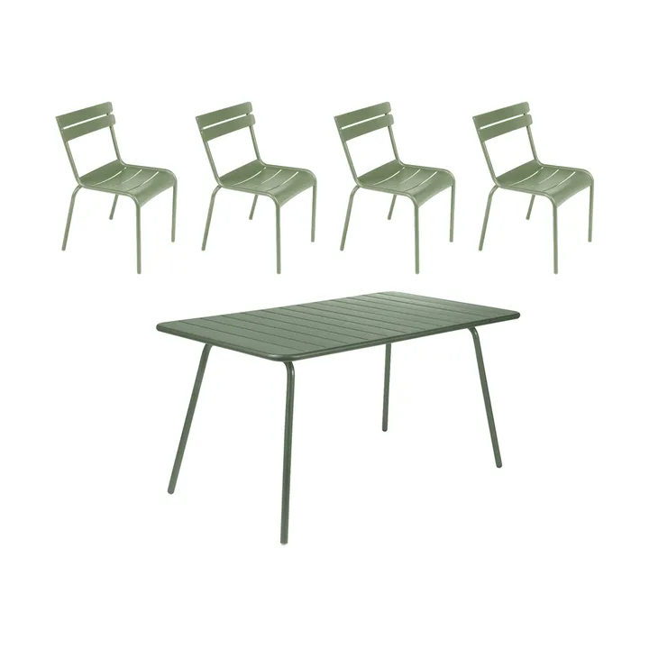 Luxembourg bord 143x80 cm + 4 stoler, Cactus - Fermob