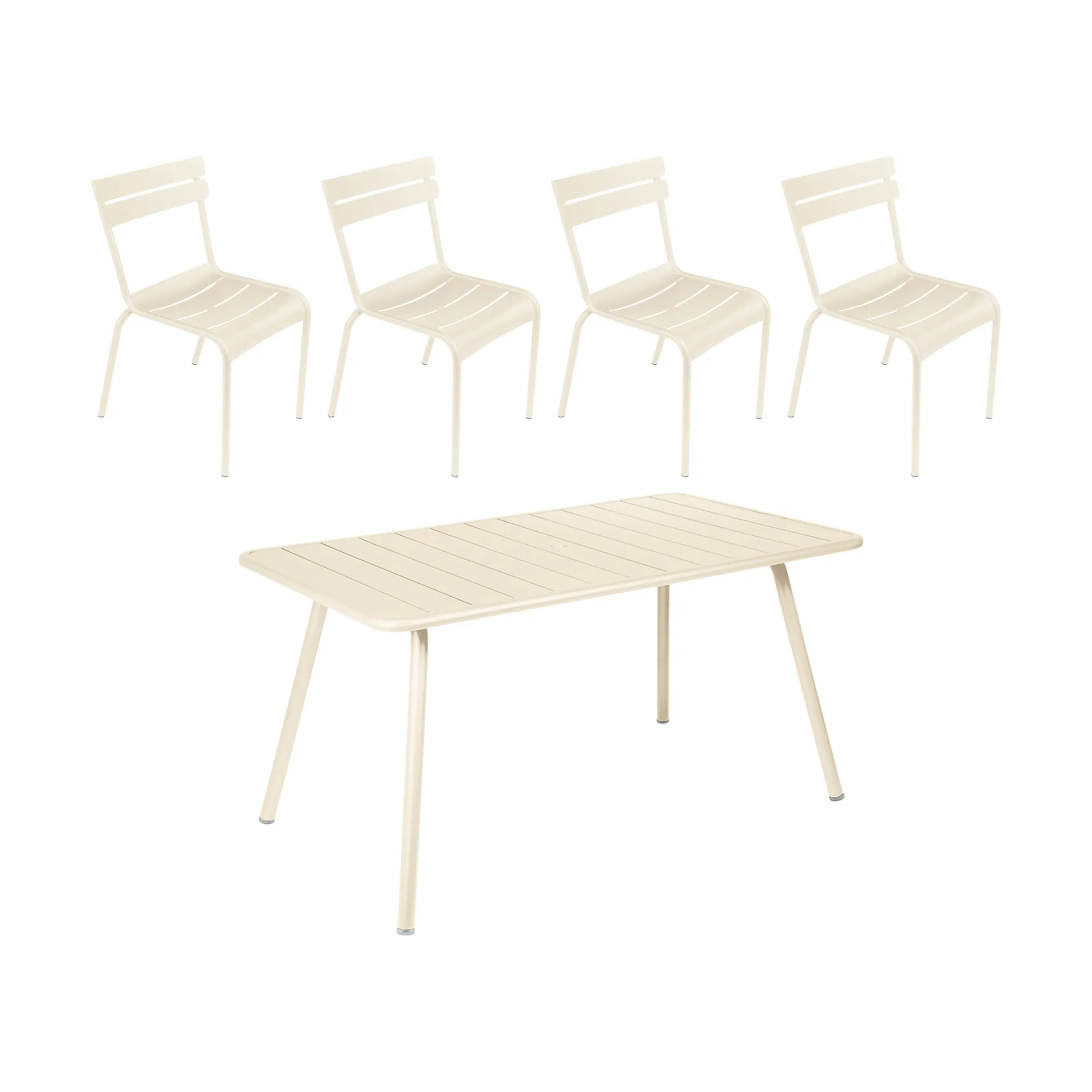 Luxembourg bord 143x80 cm + 4 stoler, Latte beige,  Fermob