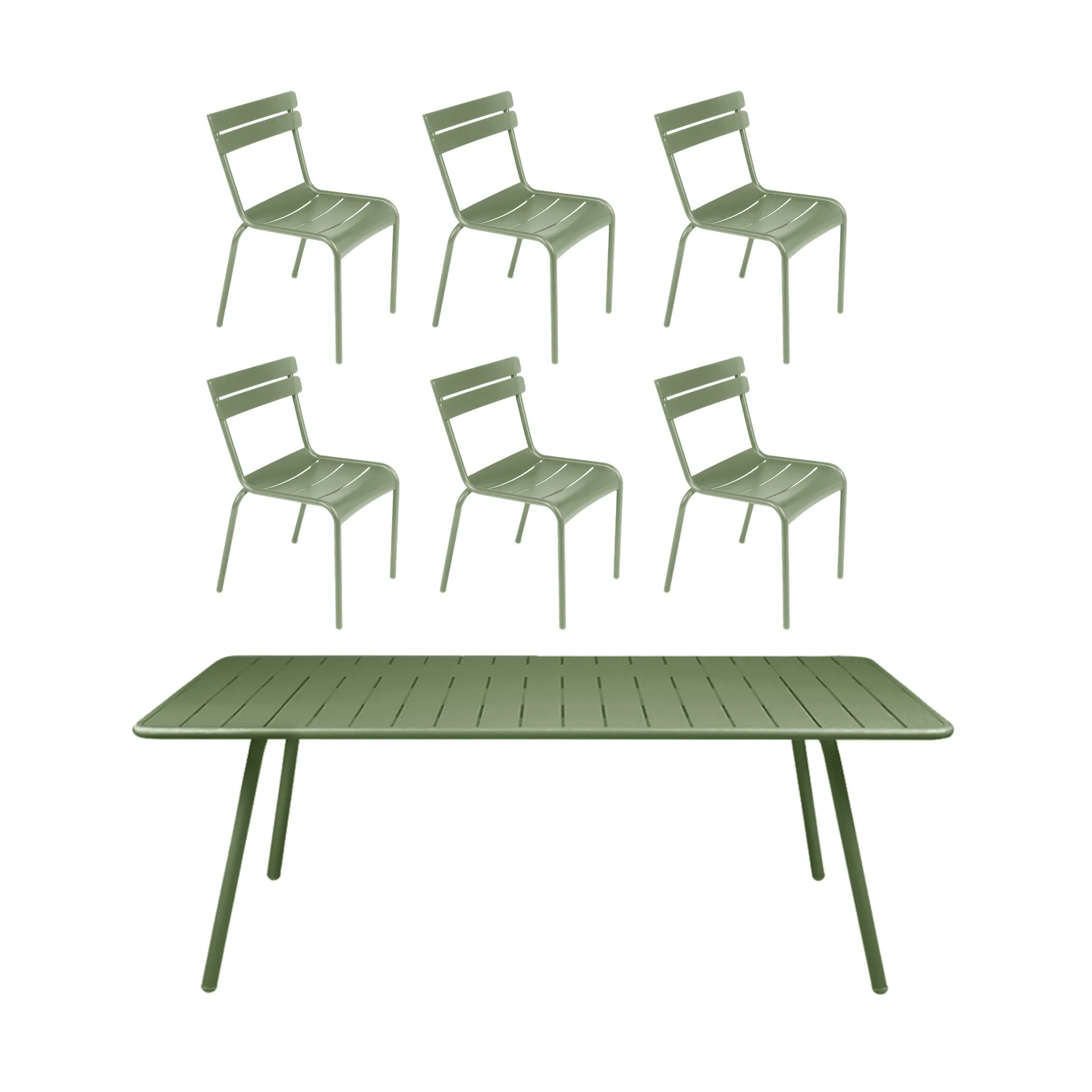Luxembourg bord 207x100 cm + 6 stoler, Cactus,  Fermob