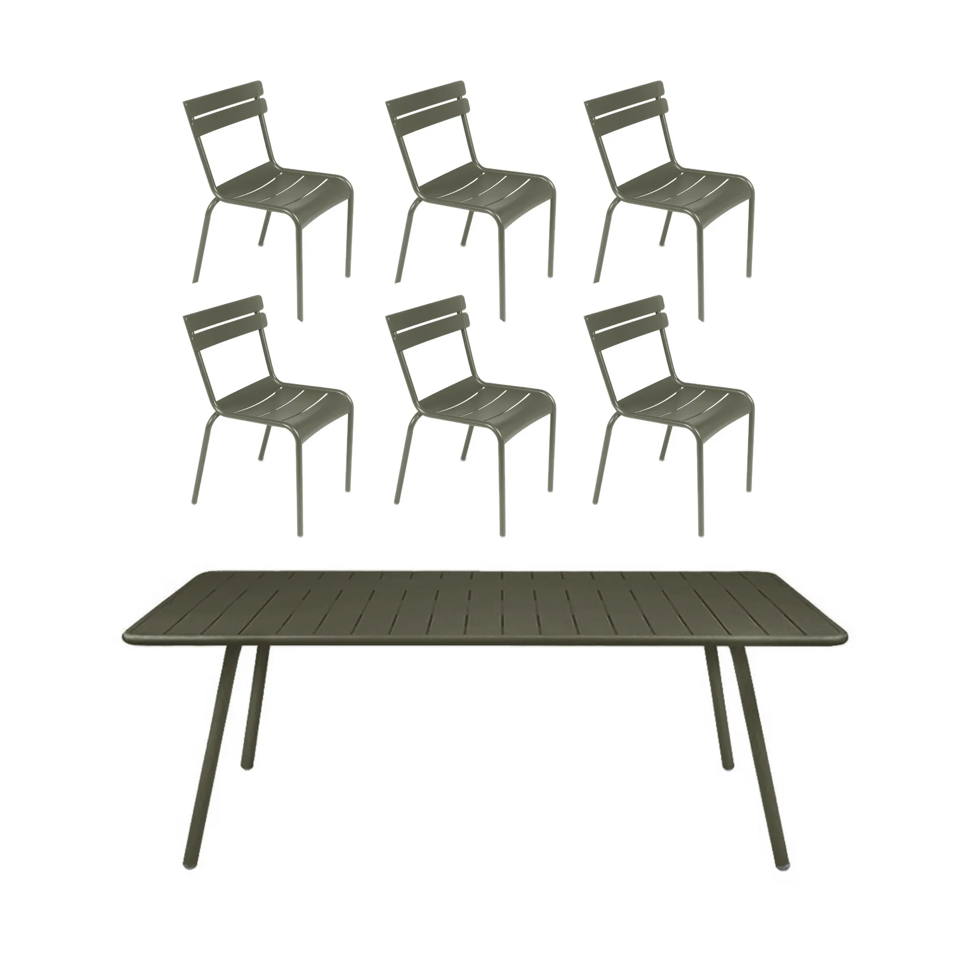 Luxembourg bord 207x100 cm + 6 stoler, Rosemary,  Fermob