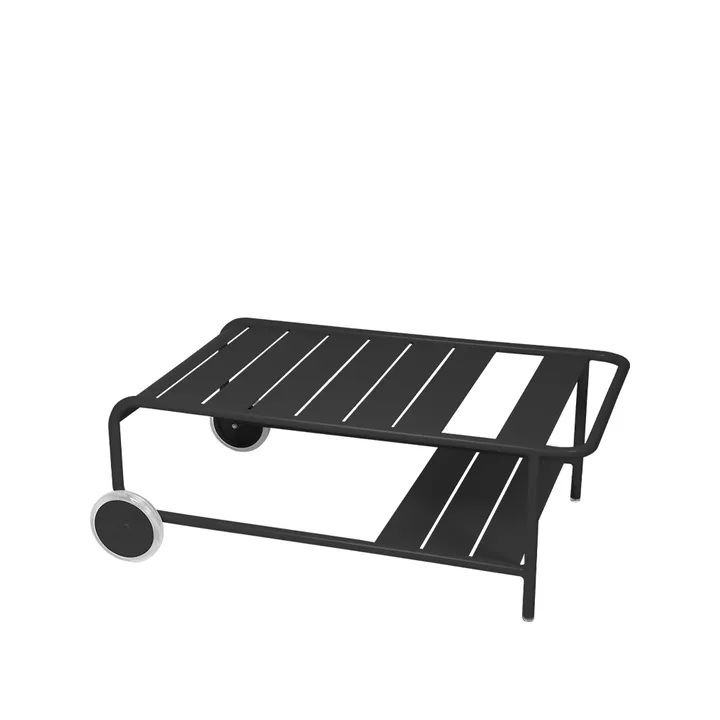 Luxembourg bord, lavt - Anthracite, med hjul - Fermob