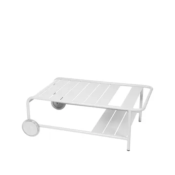 Luxembourg bord, lavt - Cotton white, med hjul - Fermob