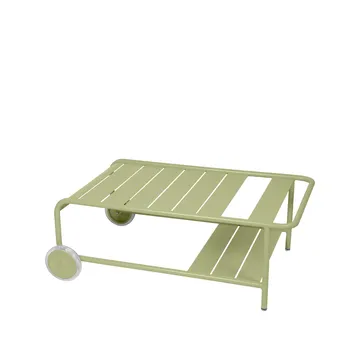Luxembourg bord, lavt - Willow green, med hjul - Fermob