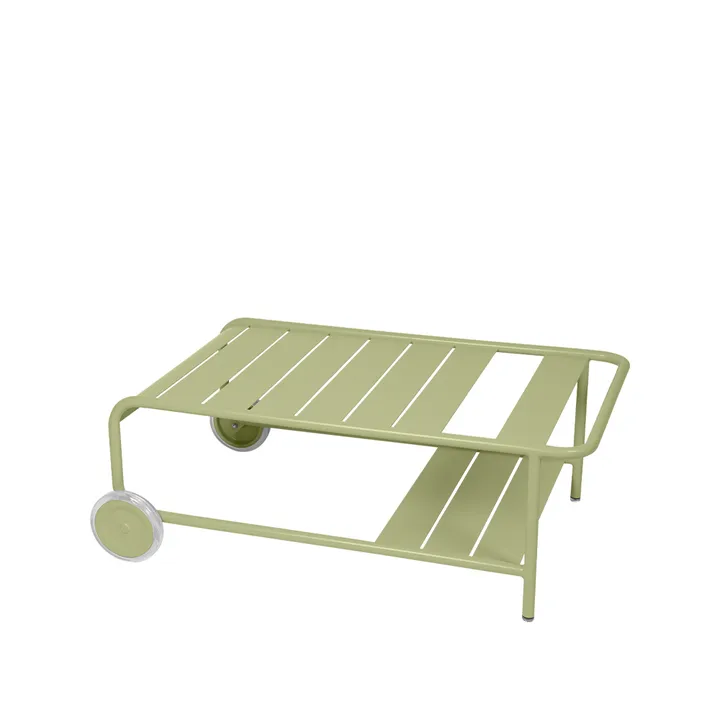Luxembourg bord, lavt - Willow green, med hjul - Fermob