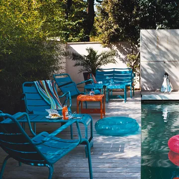 Luxembourg bord/fotskammel - Acapulco blue, large - Fermob