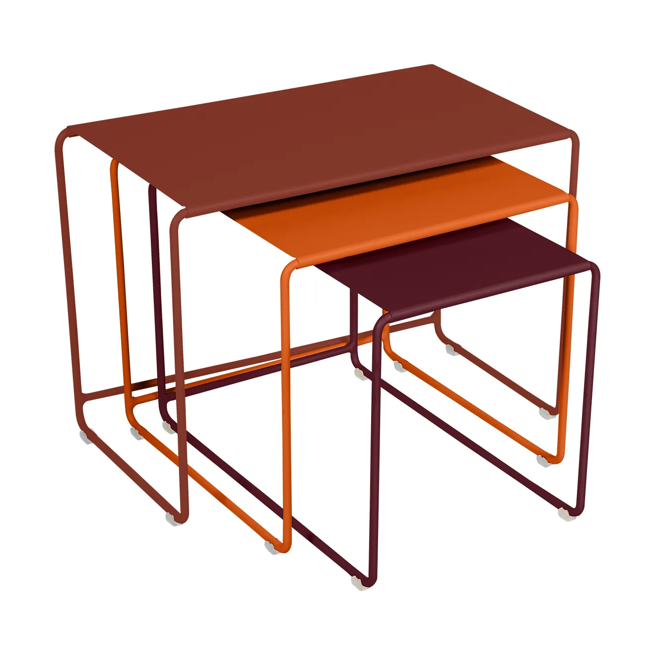 Oulala sidebordsett, Red ochre (rød)-Candied orange (oransje)-Black cherry (vinrød) Fermob