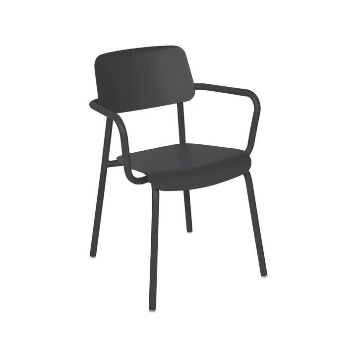 Studie stol med armlener - Anthracite (grå), stabelbar - Fermob