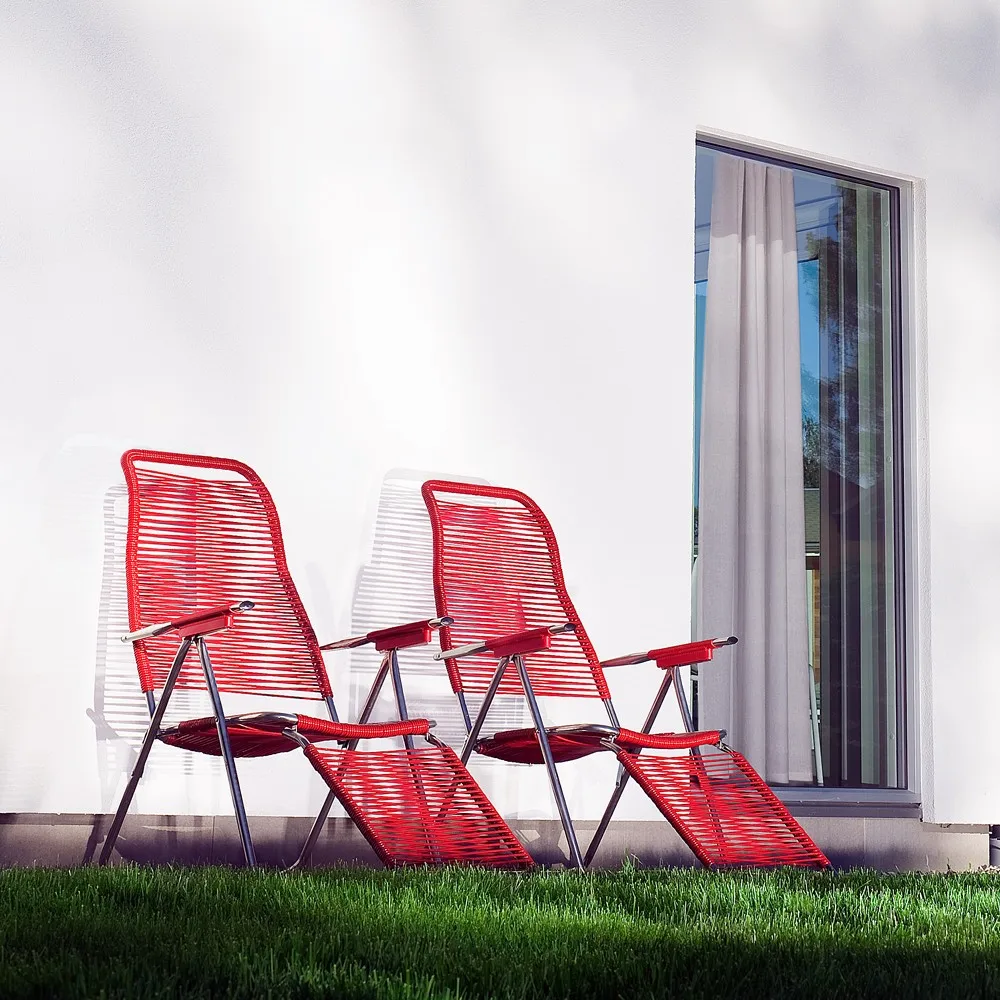 Spaghetti solseng med fotstøtte, Rød Fiam