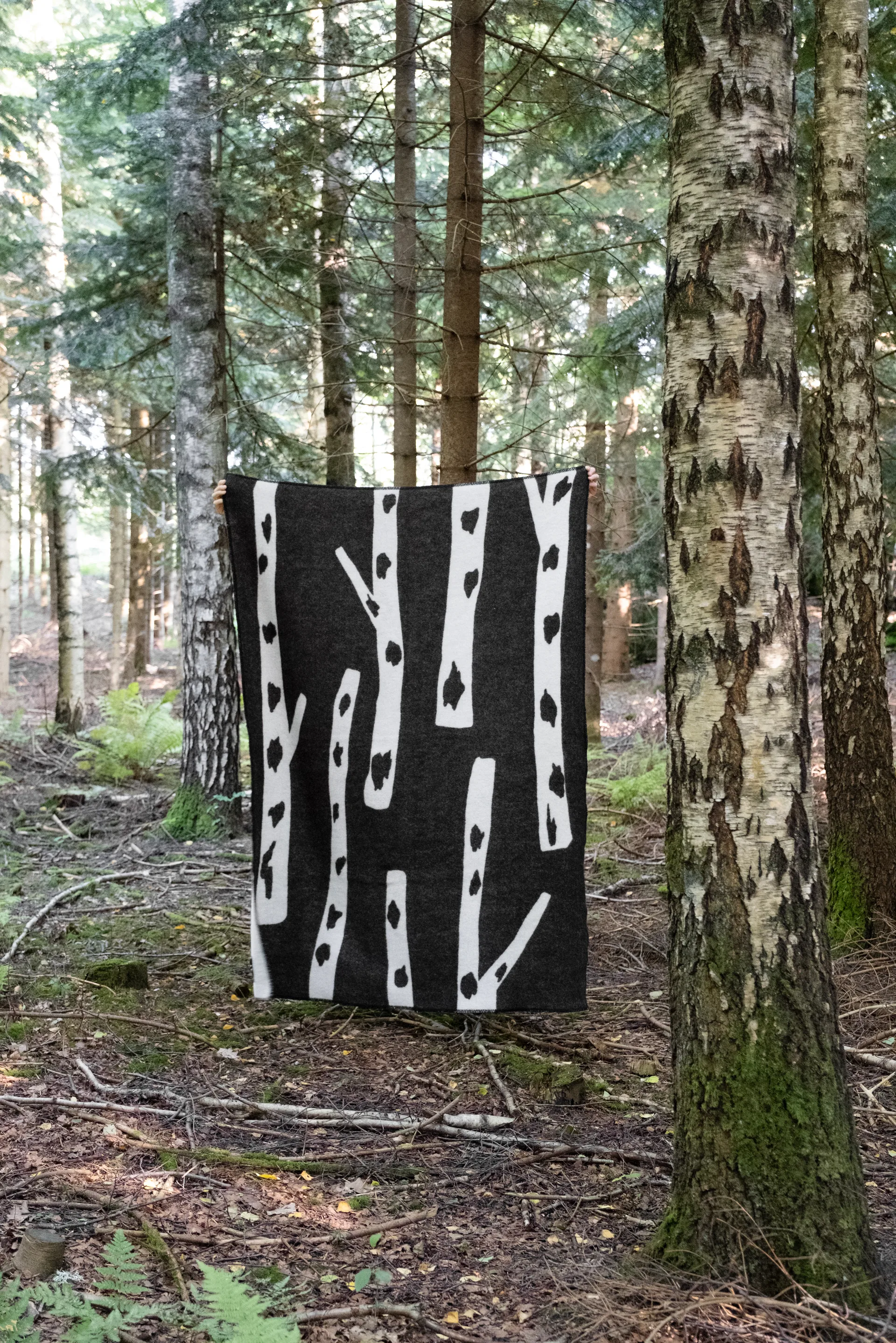 Birch filt 130x180 cm, Black-white Fine Little Day