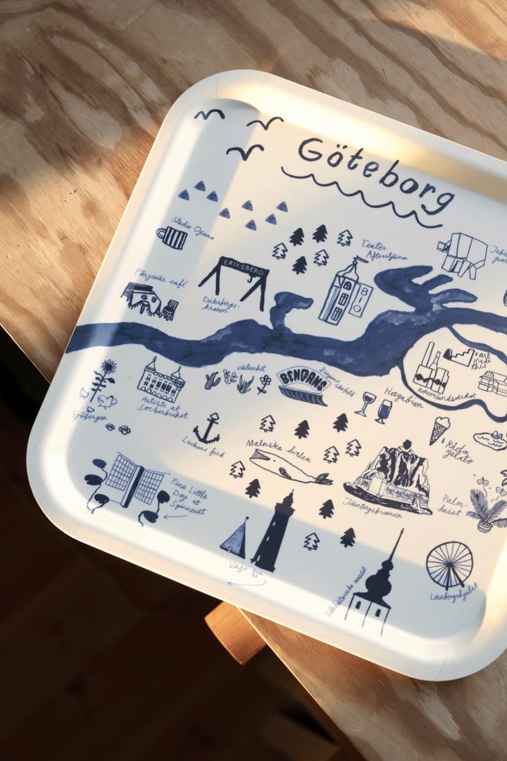 Gothenburg brett 32 x 32 cm, White-Blue Fine Little Day