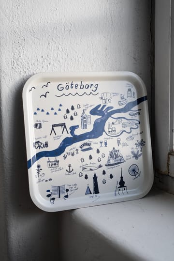 Gothenburg brett 32 x 32 cm - White-Blue - Fine Little Day