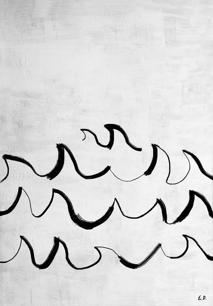 Wave plakat 50 x 70 cm - Svart-hvit - Fine Little Day