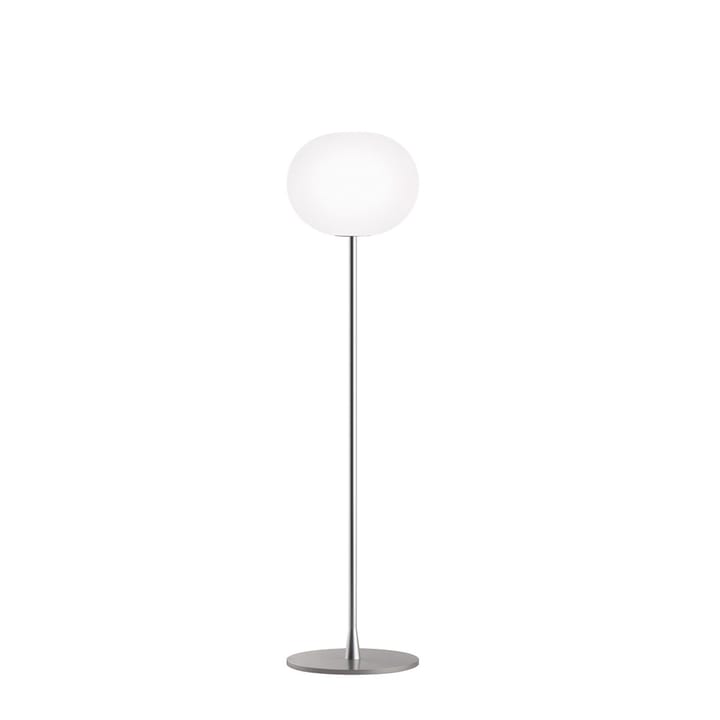 Glo-ball F1 gulvlampe - Hvit opalglass-matt sølvstativ - Flos