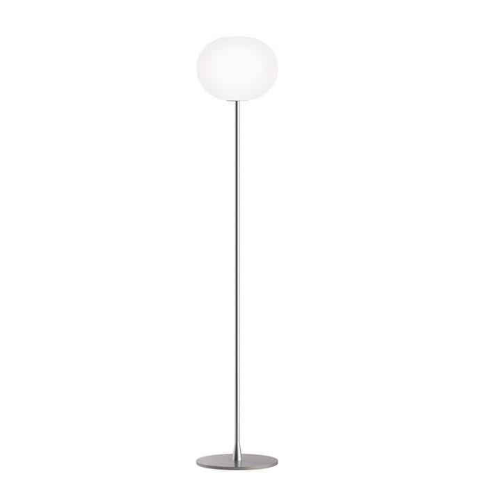 Glo-ball F2 gulvlampe - Hvit opalglass-matte sølvstativ - Flos
