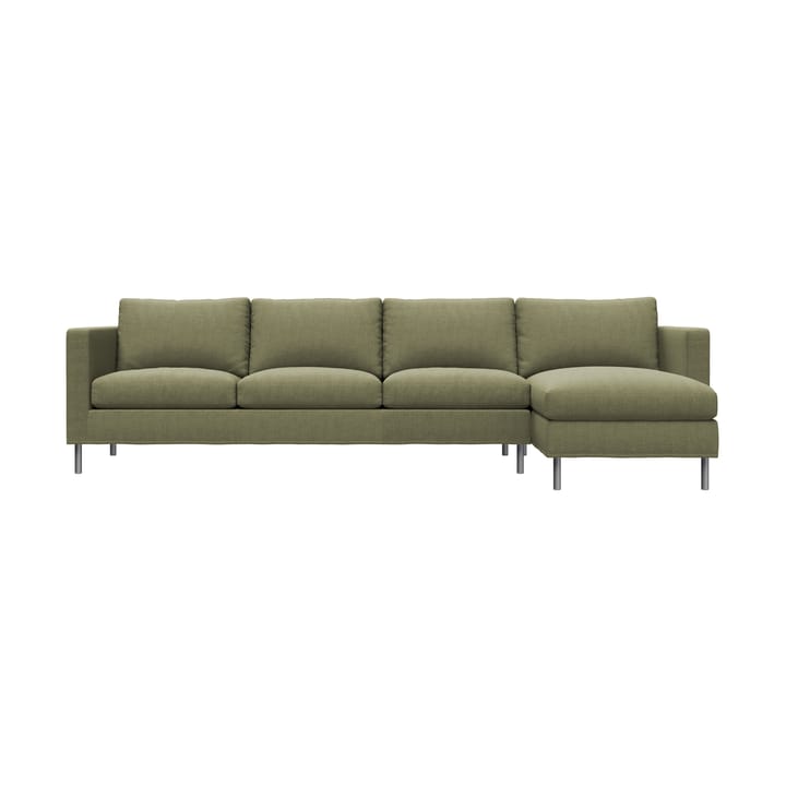 Alex 3-seters sofa chaise longue høyre - Stoff Hiro Lightgreen-aluminiumben - Fogia