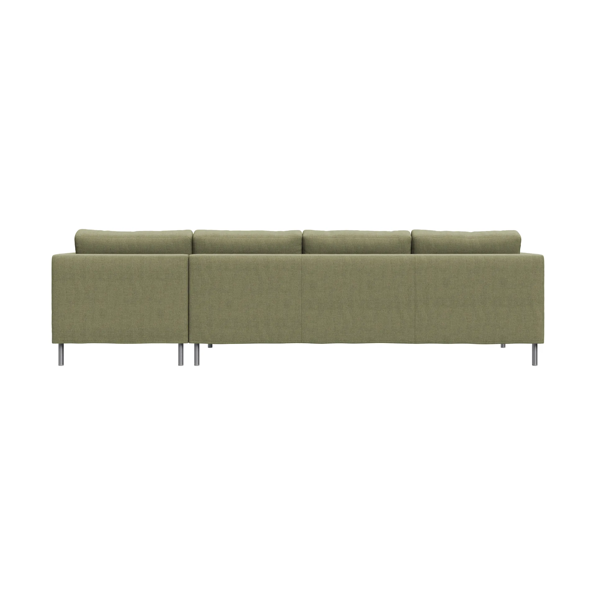 Alex 3-seters sofa chaise longue høyre, Stoff Hiro Lightgreen-aluminiumben Fogia