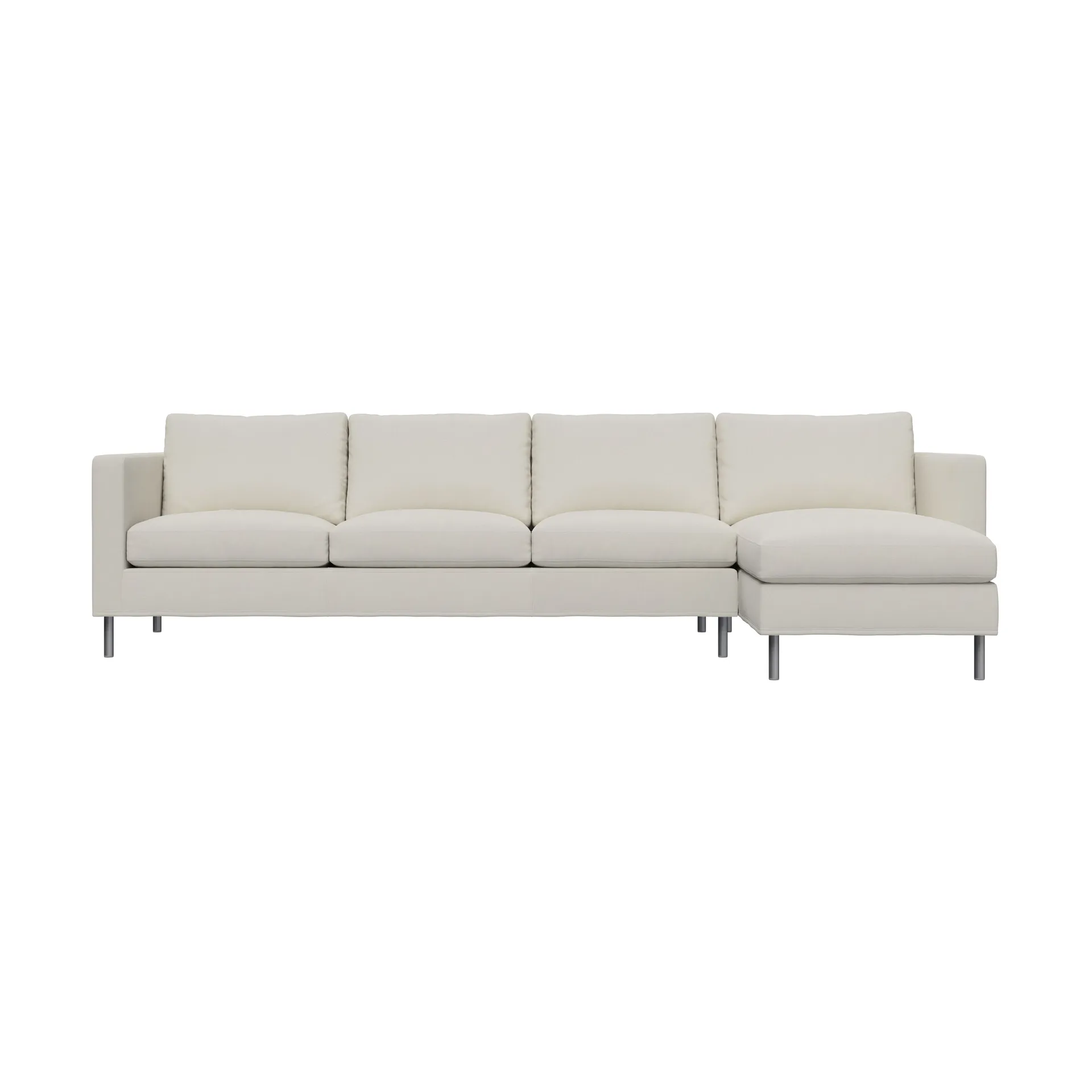 Alex 3-seters sofa chaise longue høyre, Stoff Hiro White-aluminiumben Fogia