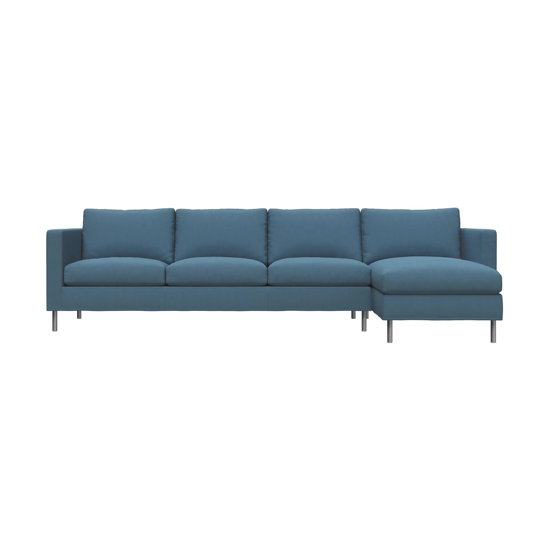 Alex 3-seters sofa chaise longue høyre, Tekstil Hiro Light Blue-aluminiumben Fogia