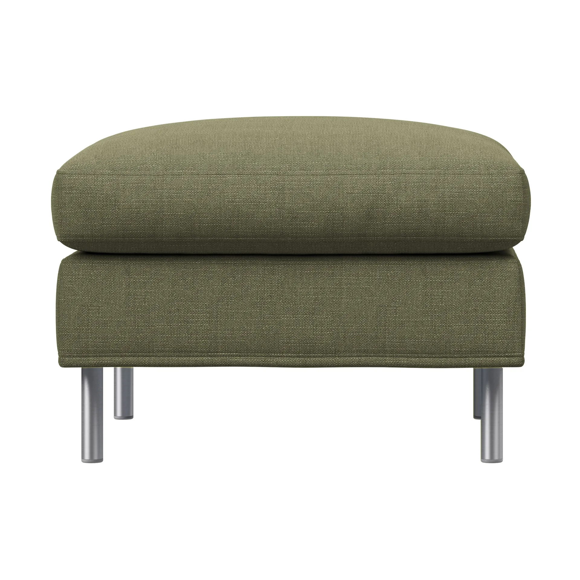 Alex fotskammel large, Stoff Hiro Lightgreen-aluminiumben Fogia