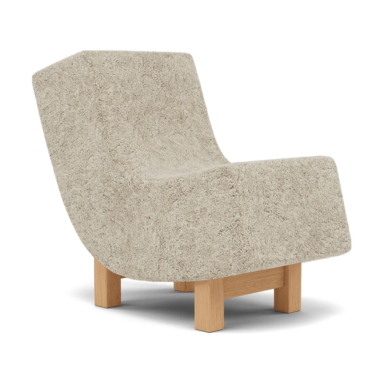 BD1 Lounge Chair, Fåreskinn Mohawii-lakkert eik Fogia