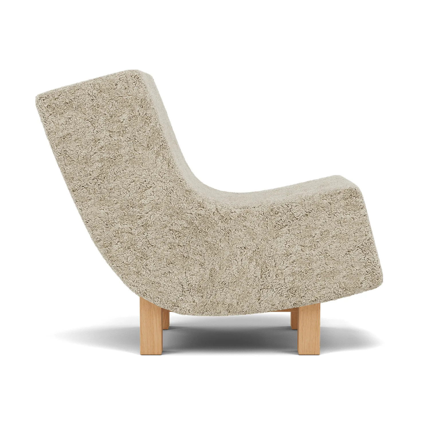 BD1 Lounge Chair, Fåreskinn Mohawii-lakkert eik Fogia