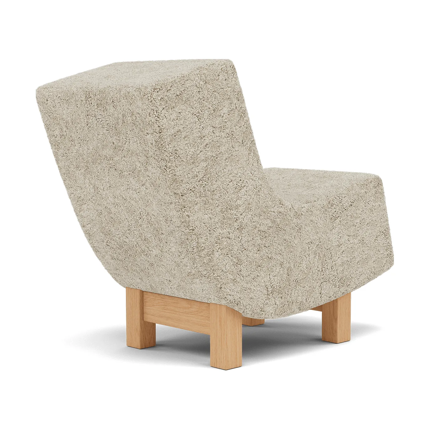 BD1 Lounge Chair, Fåreskinn Mohawii-lakkert eik Fogia