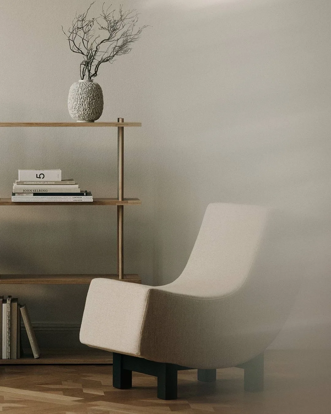 BD1 Lounge Chair, Stoff Ecriture 240-svart eik Fogia