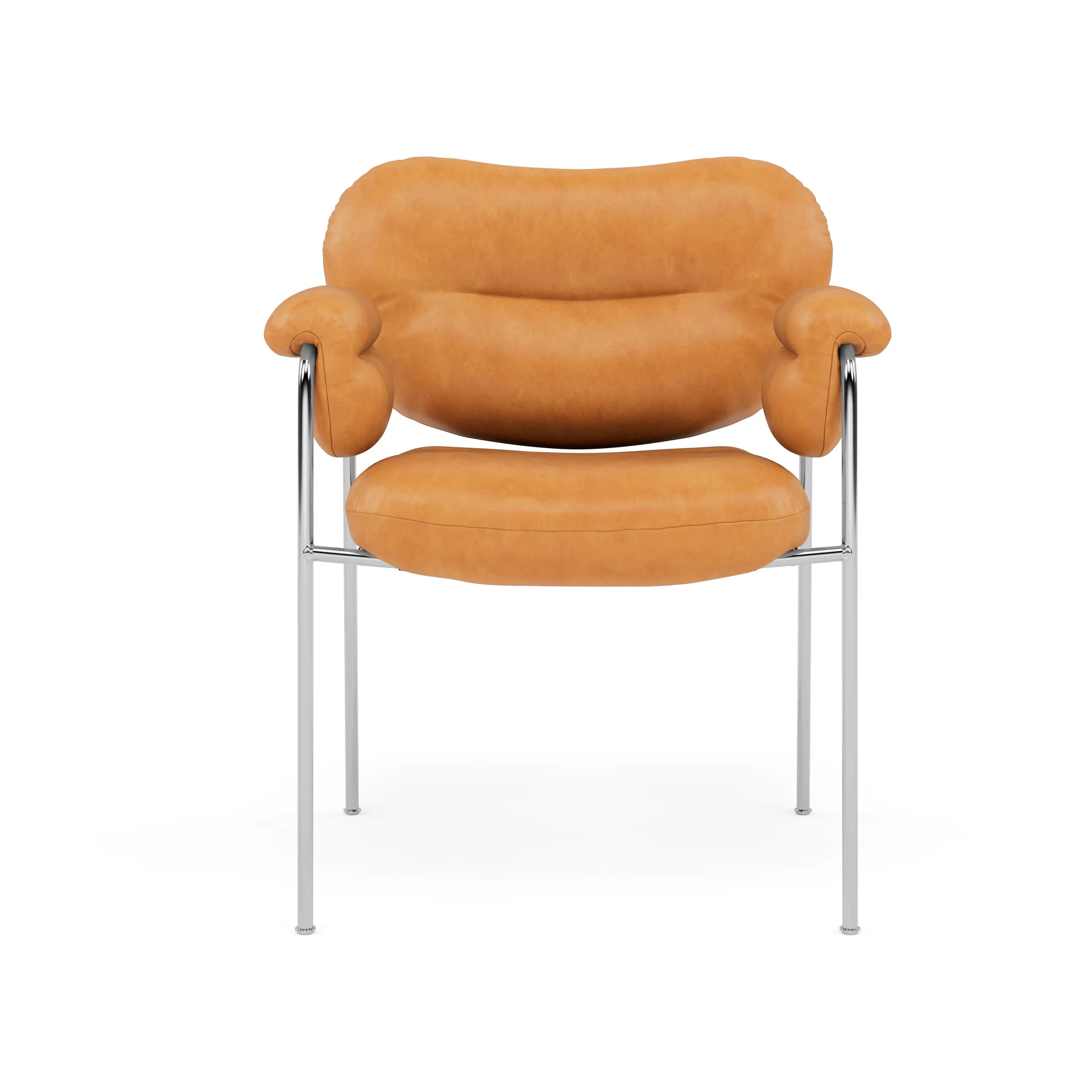 Bollo stol, Vintage Cognac-polert rustfritt stål Fogia