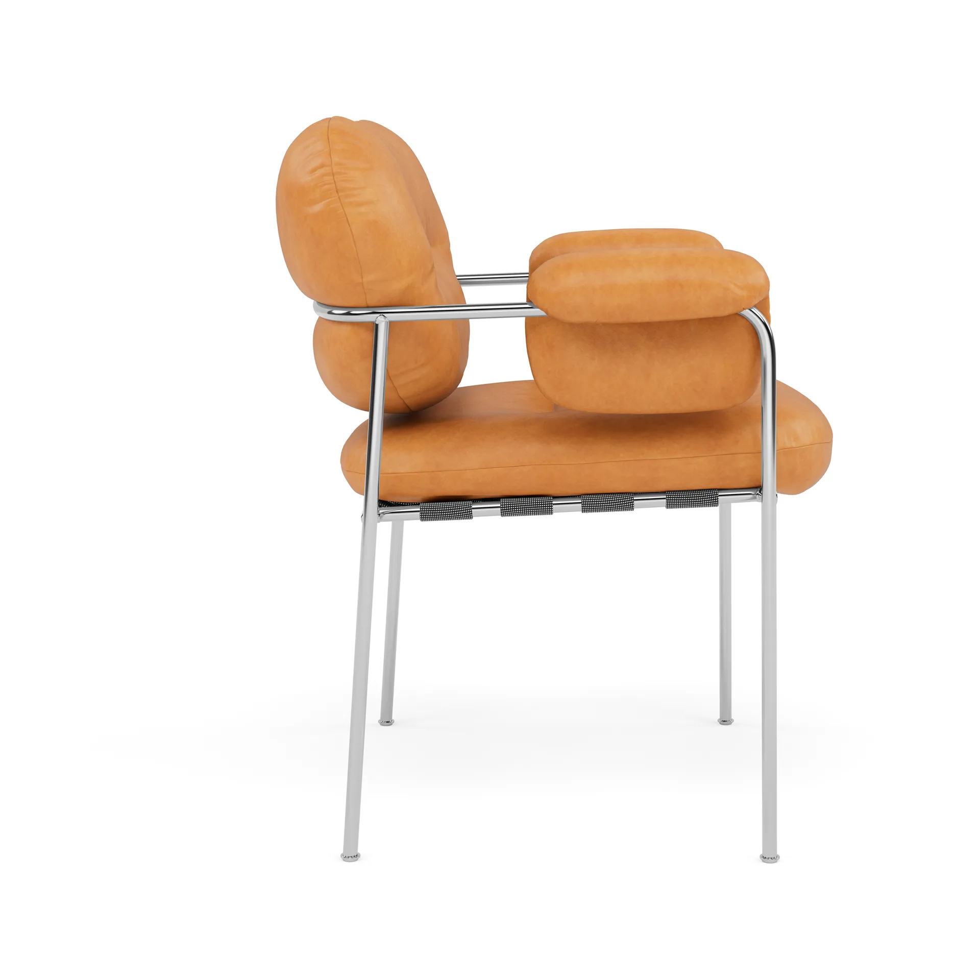 Bollo stol, Vintage Cognac-polert rustfritt stål Fogia