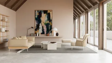 Lyra fotskammel - Saueskinn Mohawi-RAL1013 - Fogia